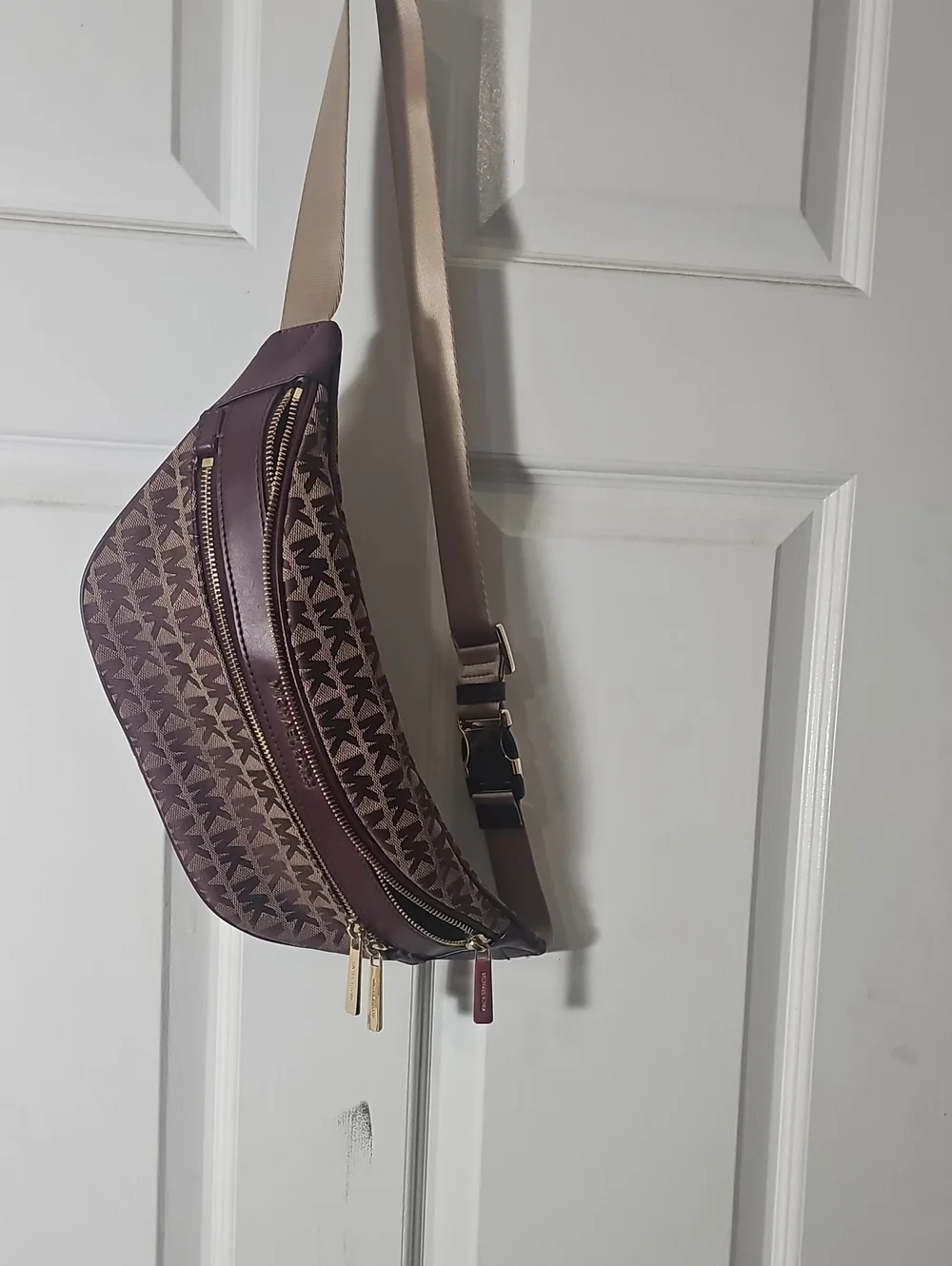 Michael Kors Plum MK Monogram Crossbody Belt Bag